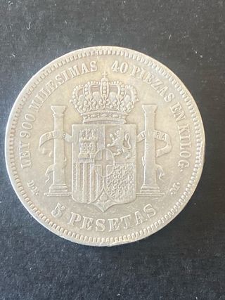 Moneda de plata, 5 pesetas 1871 DEM * 18 74