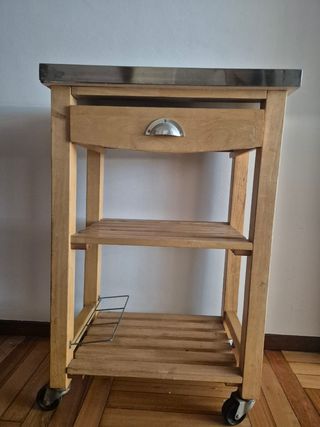 Carrito Auxiliar Cocina Madera y Metal