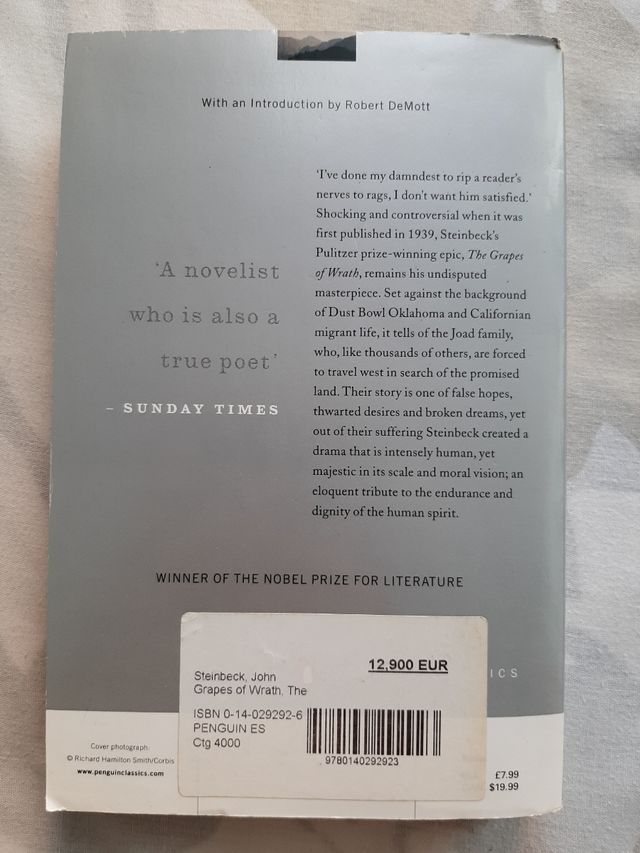 The Grapes of Wrath. Steinbeck. Libro en inglés.