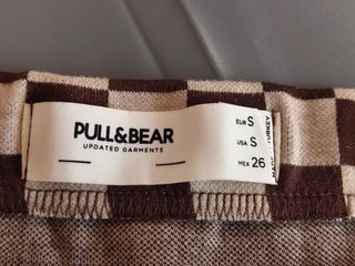 Minifalda a cuadros beige y marrón