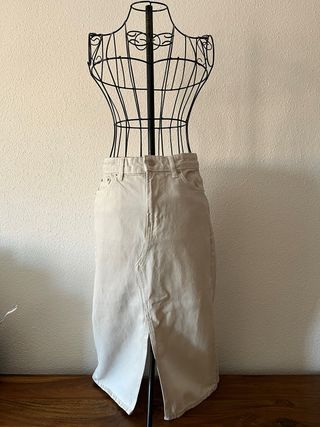 Falda larga vaquera blanca