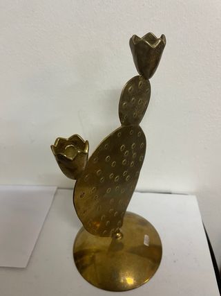 Portacandele in ottone a forma di cactus
