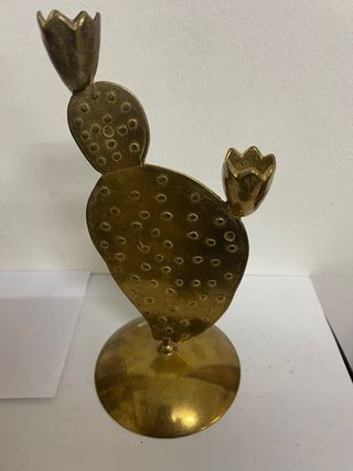 Portacandele in ottone a forma di cactus