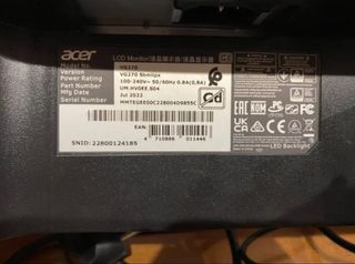 Pantalla Acer 27 Full HD 1ms 60Hz