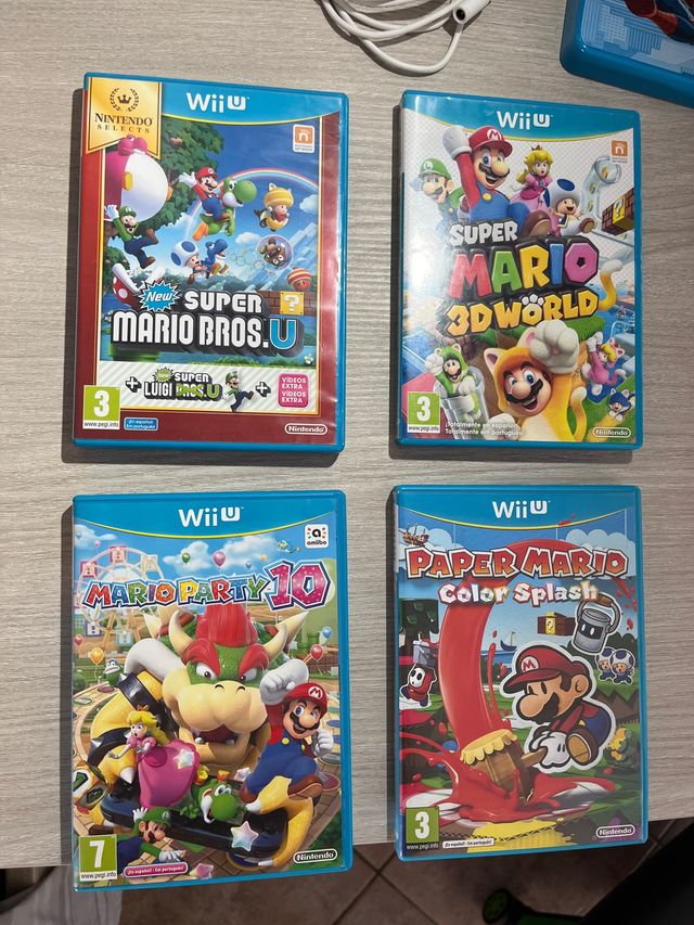 Lote 4 Juegos Mario Wii U con caja y los papeles