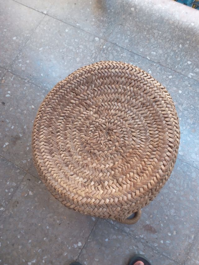 Capazo de palma vintage con asas