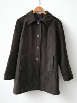 Abrigo lana marrón cuello desmontable