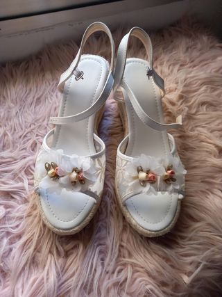 Sandalias esparto novia blancas