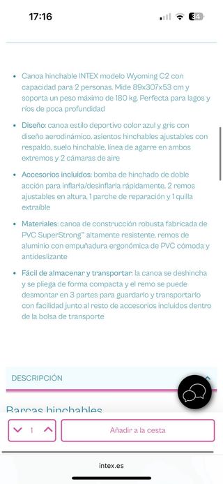 Kayak Intex Wyoming C2 2 plazas