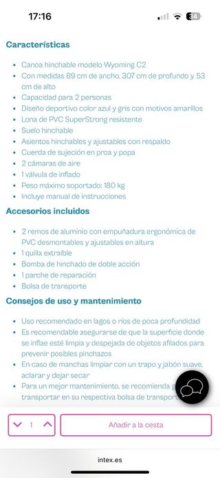 Kayak Intex Wyoming C2 2 plazas