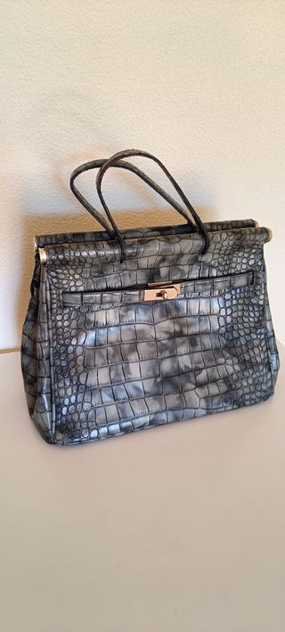 Bolso Axel gris efecto piel de cocodrilo