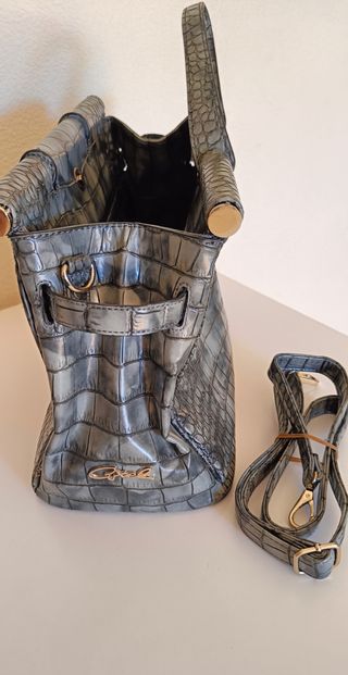 Bolso Axel gris efecto piel de cocodrilo