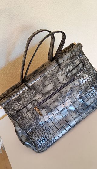 Bolso Axel gris efecto piel de cocodrilo