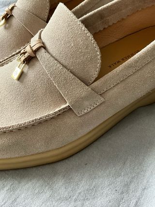 Mocasines de ante nude para mujer