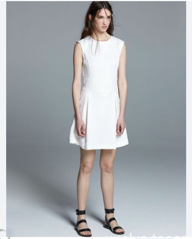 Vestido blanco textura ♡ MANGO * Talla L