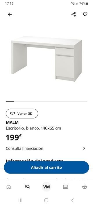 Escritorio MALM Blanco 140x65 cm