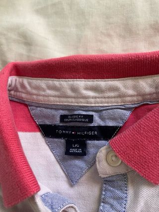 Polo Tommy Hilfiger Rayas Rosa/Blanco Talla M