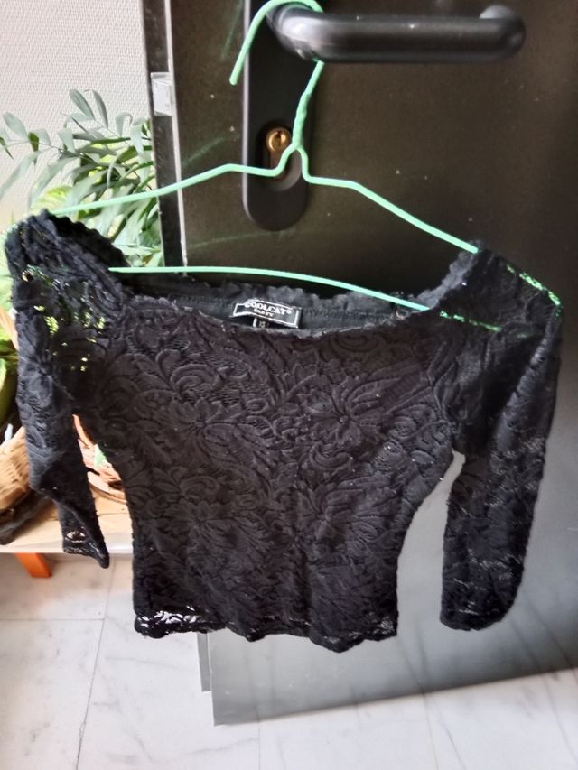 Blusa Coolcat Encaje Negro Talla XS