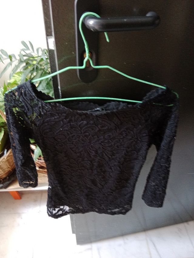 Blusa Coolcat Encaje Negro Talla XS