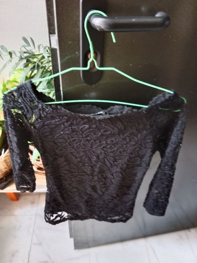 Blusa Coolcat Encaje Negro Talla XS