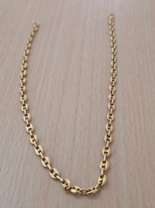 Cadena Grano de Café en plata con baño de oro 