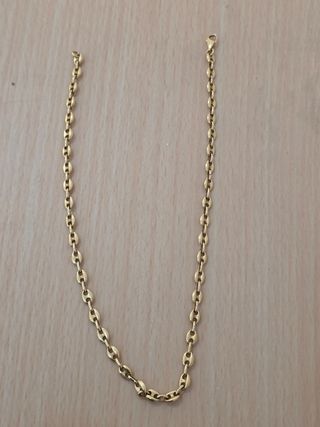 Cadena Grano de Café en plata con baño de oro 