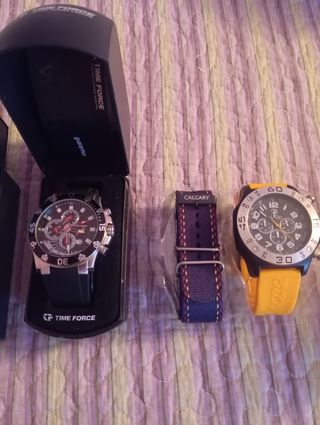 Reloj Time Force Caballero Negro y Amarillo