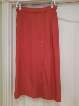 Falda larga Marka, color marrón teja