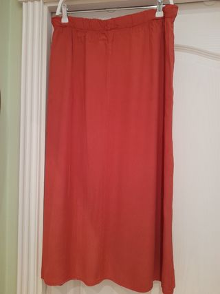 Falda larga Marka, color marrón teja