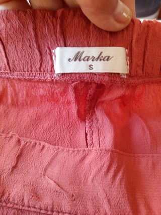 Falda larga Marka, color marrón teja