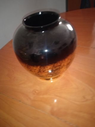 Jarrón art déco Cerámica Negro y Dorado