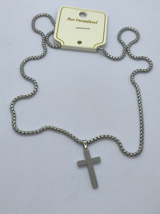 Collar Acero Inoxidable Cruz Plata