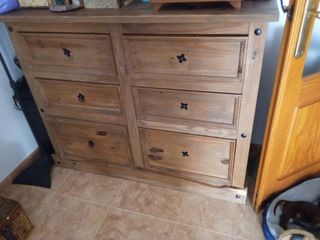 Cómoda de madera estilo antiguo, gran capacidad