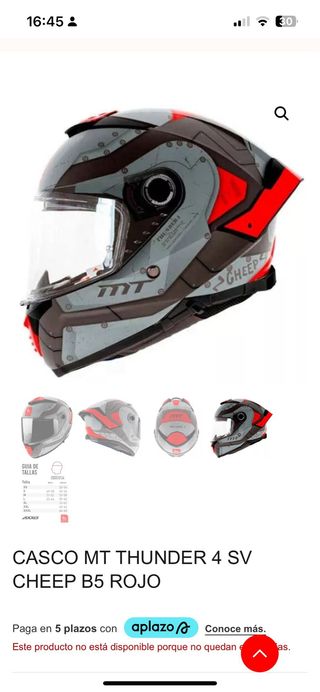 Casco MT Thunder 4 SV Cheep B5 Rojo talla s