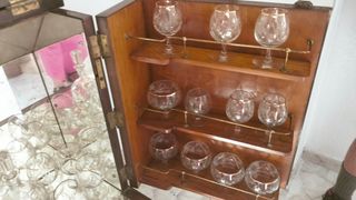 Mueble Bar Antiguo Madera y Cristalería