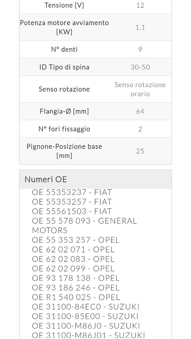 Motorino Avviamento Suzuki Ignis 2 (II) Fiat Opel