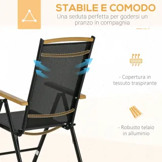 Set Tavolo e Sedie da Giardino Pieghevoli e Regola