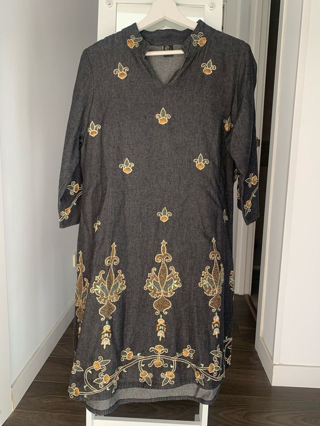 Vestido vaquero estampado flores