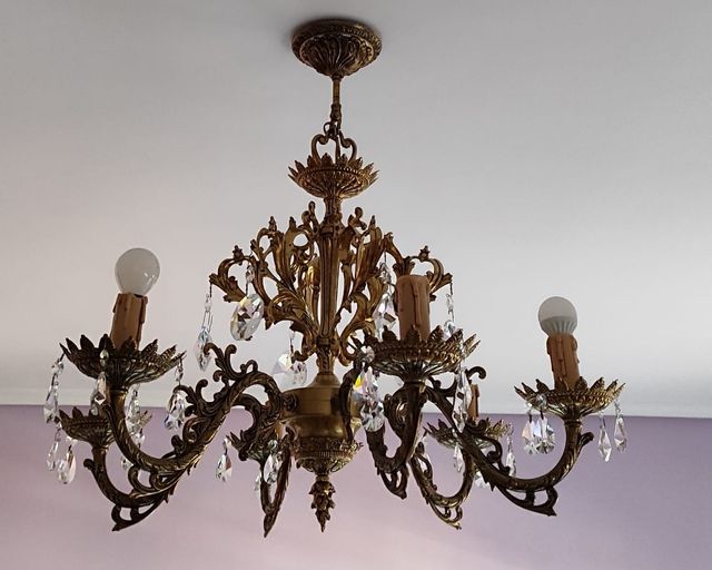 Lámpara de Bronce Vintage con Cristales