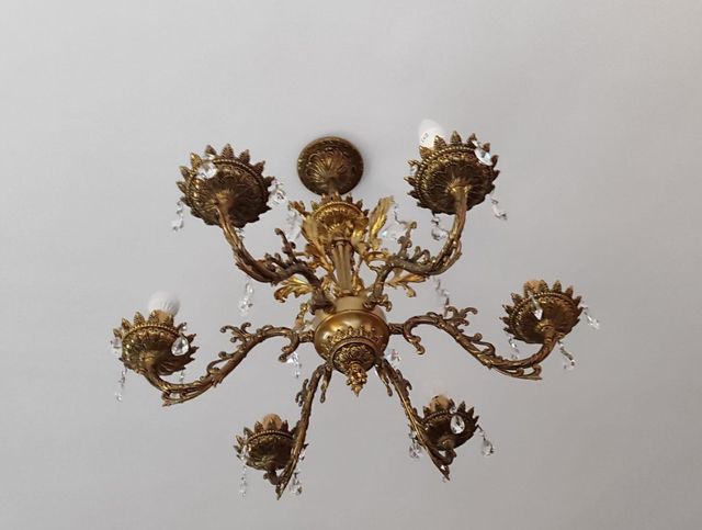 Lámpara de Bronce Vintage con Cristales