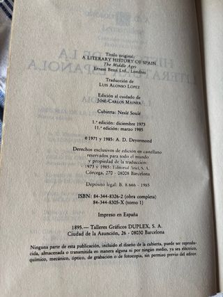 Historia de la Literatura Española 1 La Edad Media