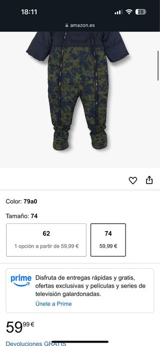 Mono/buzo invierno bebé 6-9 meses s.Oliver NUEVO