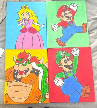 Cuadros Super Mario Bros hechos a mano