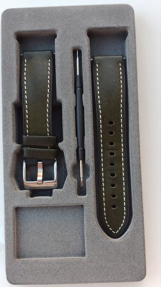 Correa de reloj de piel verde 20 mm