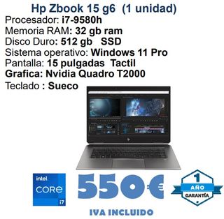 HP Zbook 15 G6 i7-9580h 32GB RAM 512GB SSD