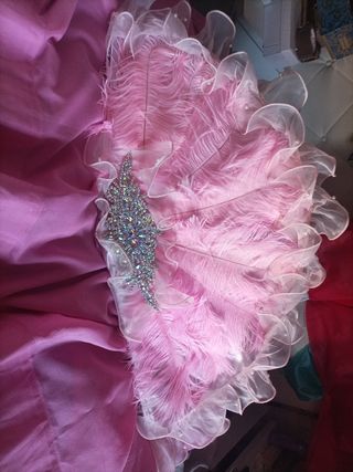 Abanico Gitano Rosa y Plateado