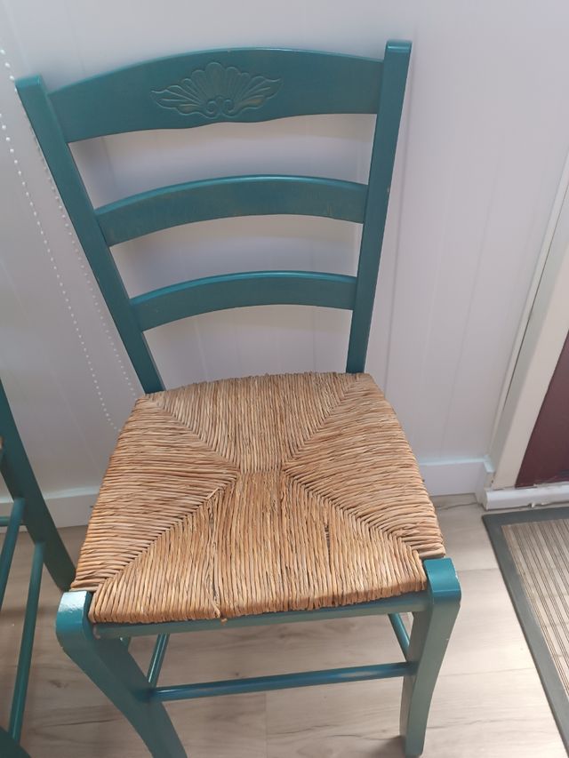 4 Sillas de Comedor Rattan y Madera 35 euros las 4