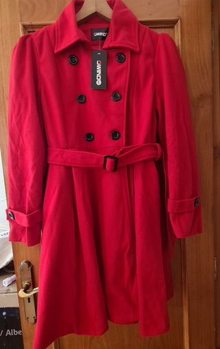 Abrigo Lana Gabardina Mujer QWIND Rojo