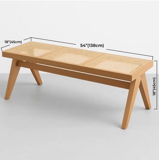 Banco de madera y ratán