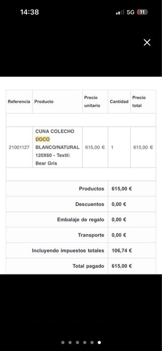 Cuna colecho Doco 90 x 60